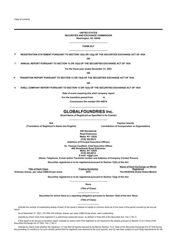 Thumbnail GlobalFoundries 20-F Annual Report 2021