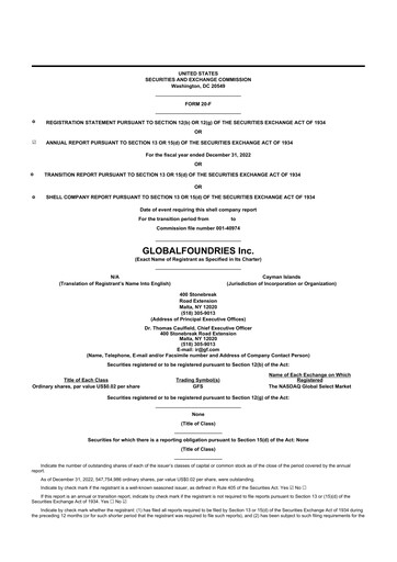 Thumbnail GlobalFoundries 20-F Annual Report 2022