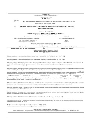 Thumbnail Hamilton Beach Brands 10-K Annual Report 2023