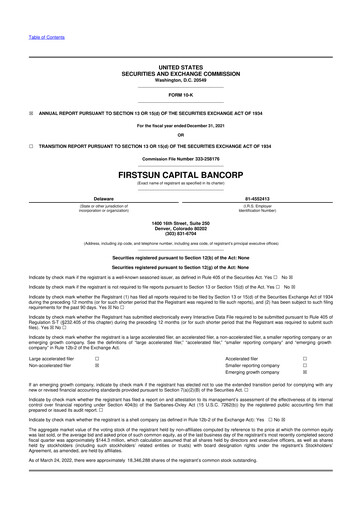 Vorschaubild FirstSun Capital Bancorp 10-K Jahresbericht 2021