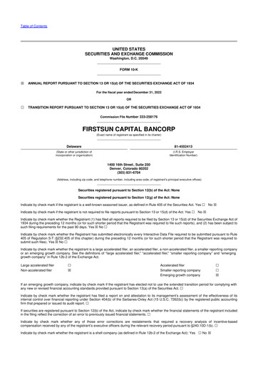 Vorschaubild FirstSun Capital Bancorp 10-K Jahresbericht 2022