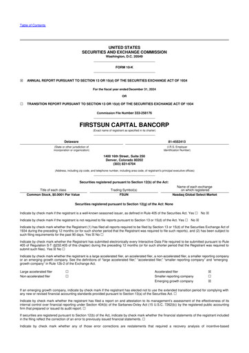 Vorschaubild FirstSun Capital Bancorp 10-K Jahresbericht 2024