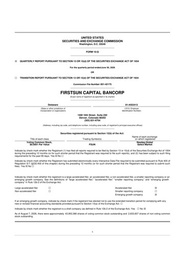 Vorschaubild FirstSun Capital Bancorp 10-Q Quartalsbericht 2026 