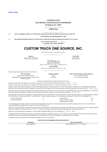 Thumbnail Custom Truck One Source 10-K Annual Report 2021