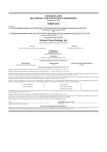 Thumbnail National Vision Holdings 10-K Annual Report 2019