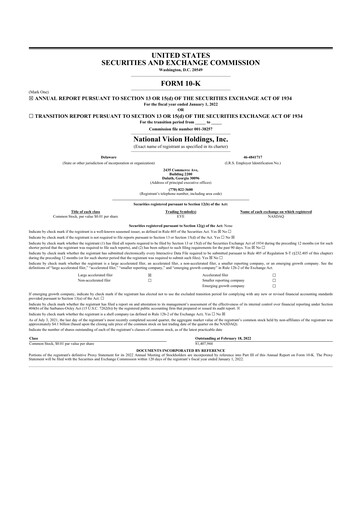 Thumbnail National Vision Holdings 10-K Annual Report 2021