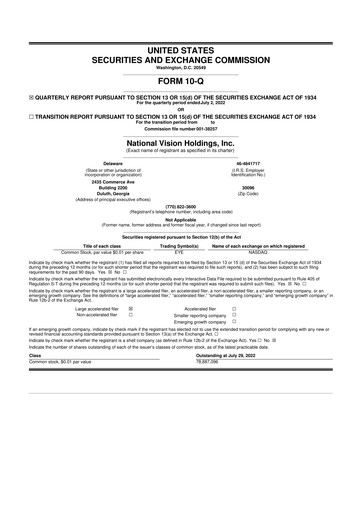 Miniature National Vision Holdings 10-Q Rapport trimestriel 2022 