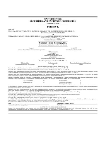 Thumbnail National Vision Holdings 10-K Annual Report 2022