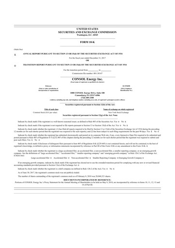 Thumbnail Core Natural Resources 10-K Annual Report 2017