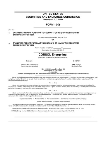 Vorschaubild Core Natural Resources 10-Q Quartalsbericht 2018 