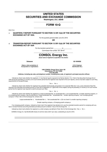 Vorschaubild Core Natural Resources 10-Q Quartalsbericht 2018 