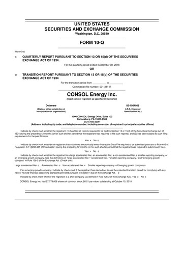 Vorschaubild Core Natural Resources 10-Q Quartalsbericht 2018 