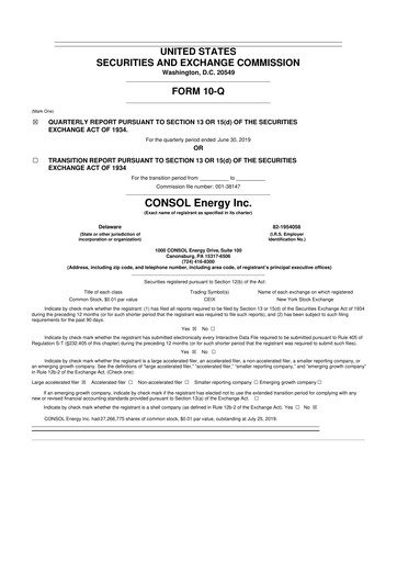 Vorschaubild Core Natural Resources 10-Q Quartalsbericht 2019 