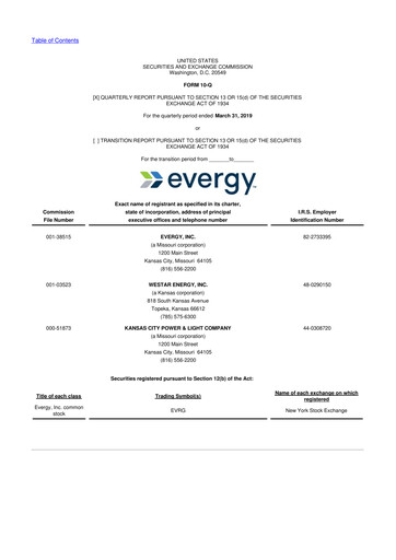 Thumbnail Evergy 10-Q Quarterly Report FY2019 