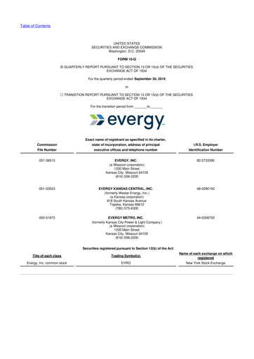 Thumbnail Evergy 10-Q Quarterly Report FY2019 