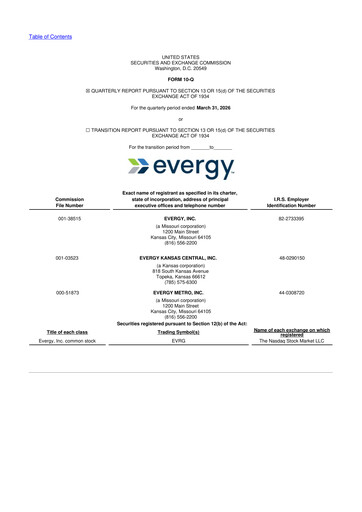 Thumbnail Evergy 10-Q Quarterly Report FY 