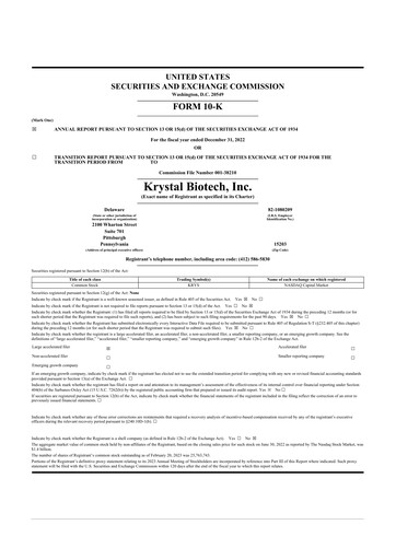 Thumbnail Krystal Biotech 10-K Annual Report 2021