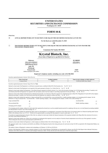Thumbnail Krystal Biotech 10-K Annual Report 2023