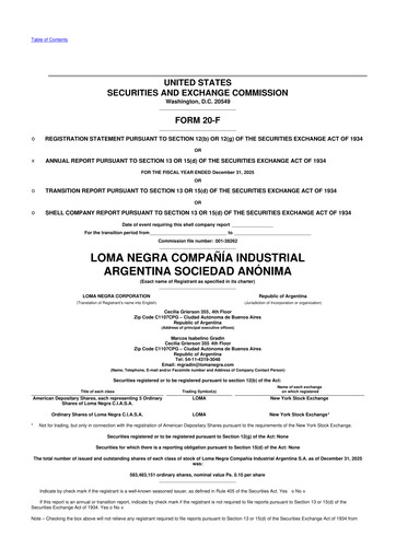 Thumbnail Loma Negra 20-F Annual Report 