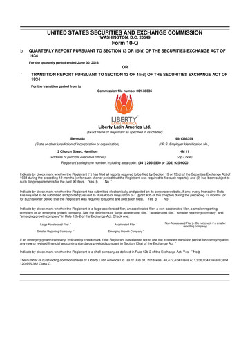 Thumbnail Liberty Latin America
 10-Q Quarterly Report FY2018 