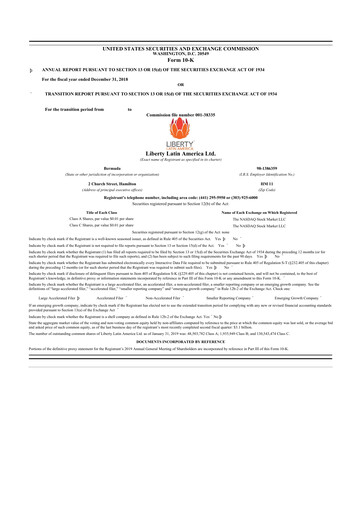 Thumbnail Liberty Latin America
 10-K Annual Report 2018