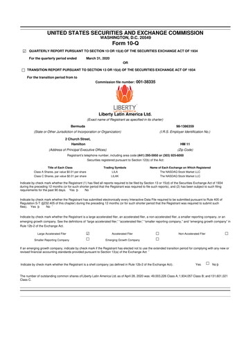 Thumbnail Liberty Latin America
 10-Q Quarterly Report FY2020 