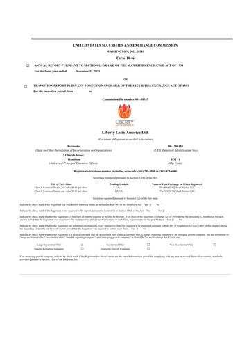 Thumbnail Liberty Latin America
 10-K Annual Report 2021