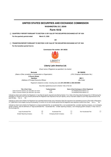 Thumbnail Liberty Latin America
 10-Q Quarterly Report FY 