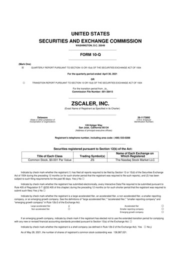 Thumbnail Zscaler 10-Q Quarterly Report FY2021 