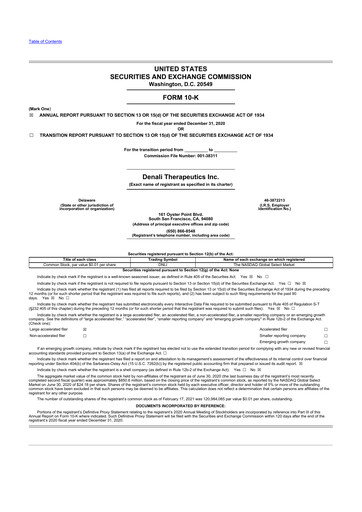 Thumbnail Denali Therapeutics
 10-K Annual Report 2020