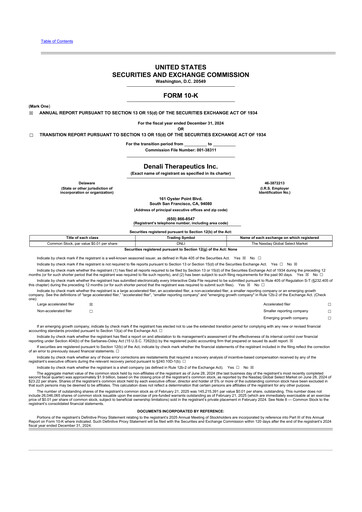 Thumbnail Denali Therapeutics
 10-K Annual Report 2024