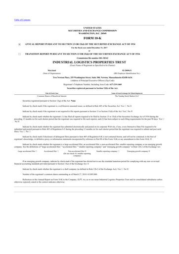 Thumbnail Industrial Logistics Properties Trust 10-K Annual Report 