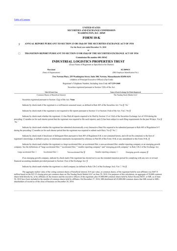 Thumbnail Industrial Logistics Properties Trust 10-K Annual Report 2018