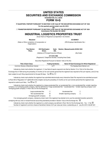 Thumbnail Industrial Logistics Properties Trust 10-Q Quarterly Report FY2019 