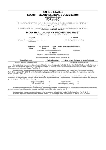 Thumbnail Industrial Logistics Properties Trust 10-Q Quarterly Report FY2020 