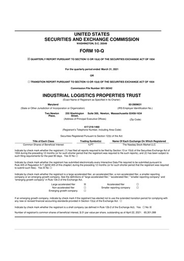 Thumbnail Industrial Logistics Properties Trust 10-Q Quarterly Report FY2021 