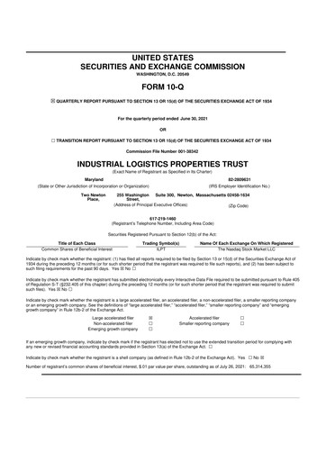 Thumbnail Industrial Logistics Properties Trust 10-Q Quarterly Report FY2021 