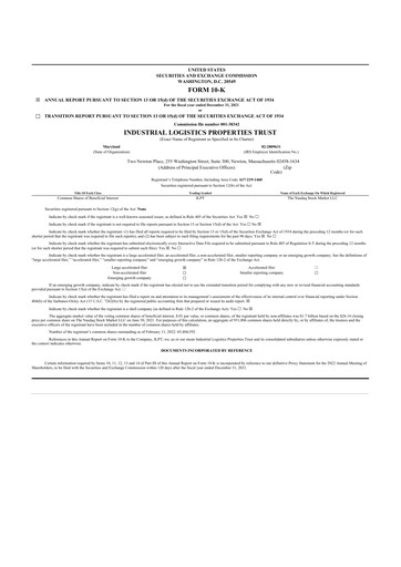 Thumbnail Industrial Logistics Properties Trust 10-K Annual Report 2021