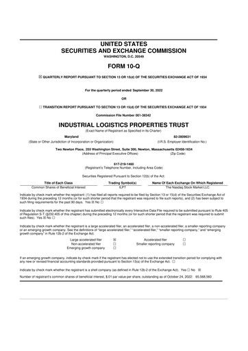 Thumbnail Industrial Logistics Properties Trust 10-Q Quarterly Report FY2022 