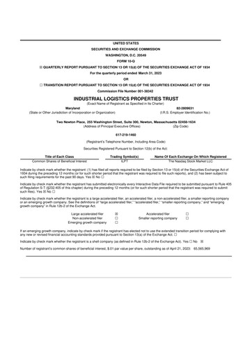 Thumbnail Industrial Logistics Properties Trust 10-Q Quarterly Report FY2023 