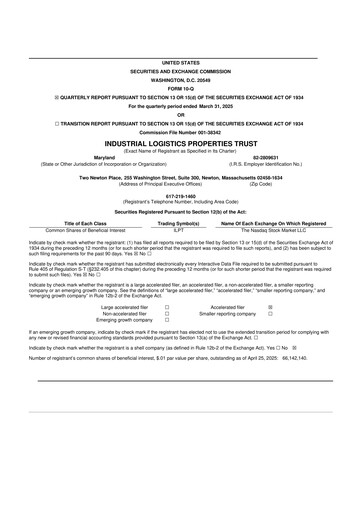 Thumbnail Industrial Logistics Properties Trust 10-Q Quarterly Report FY2025 