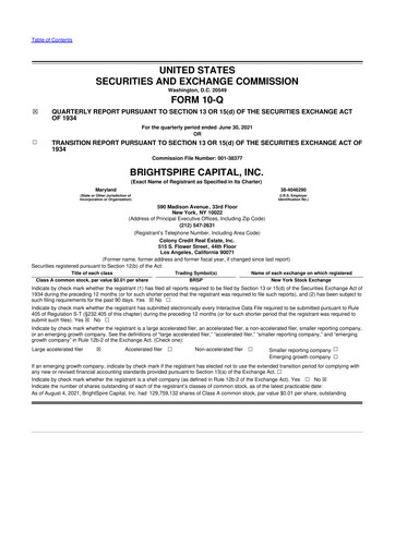 Thumbnail BrightSpire Capital 10-Q Quarterly Report FY2021 
