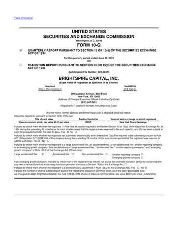 Thumbnail BrightSpire Capital 10-Q Quarterly Report FY2022 