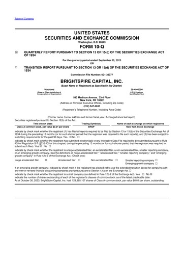 Thumbnail BrightSpire Capital 10-Q Quarterly Report FY2023 