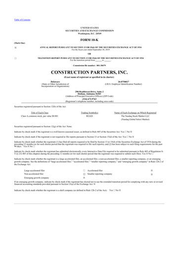 Thumbnail Construction Partners
 10-K Annual Report 2019