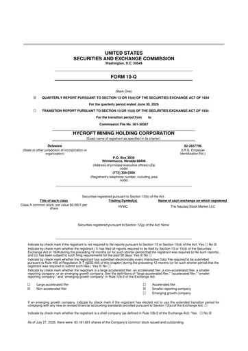 Miniature Hycroft Mining 10-Q Rapport trimestriel 2026 