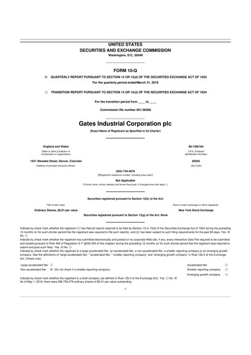 Thumbnail Gates Industrial Corp 10-Q Quarterly Report FY2018 