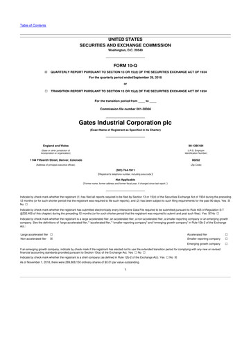 Thumbnail Gates Industrial Corp 10-Q Quarterly Report FY2018 
