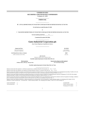 Thumbnail Gates Industrial Corp 10-K Annual Report 2018