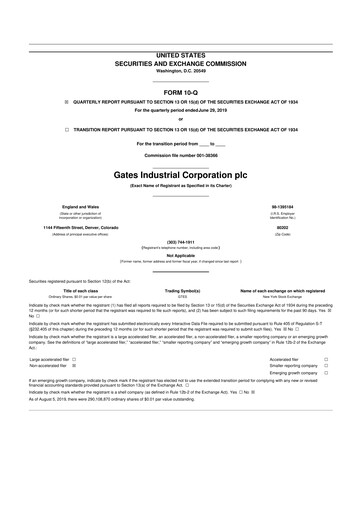 Thumbnail Gates Industrial Corp 10-Q Quarterly Report FY2019 